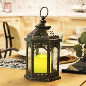 Decorative Lantern with flameless LED Candle Light, ON/Off/Timer LED Candle